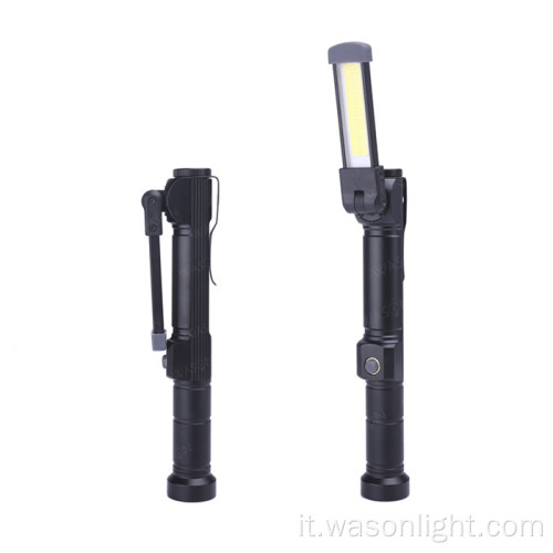 3 * AA Lampada da lavoro ruotabile COB con clip tascabile